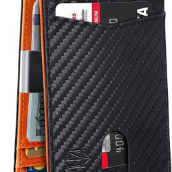 Wallet for Men Slim with 12 Slots Men's RFID Wallet Minimalist Front Pocket Money Clip Wallet with ID Window Gift Box