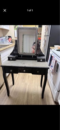 Custom, Black and Silver Glitter Makeup Vanity