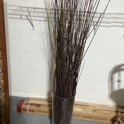 Wooden Stick Decoration With Glass Vase