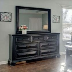 Dresser/mirror and two Nightstands