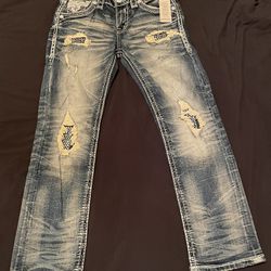 Rock Revival Collectors Edition Men's Distressed Jeans "Kija" Straight 30