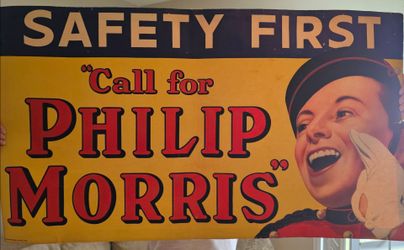 Vintage Philip Morris "Safety First" Advertising Sign