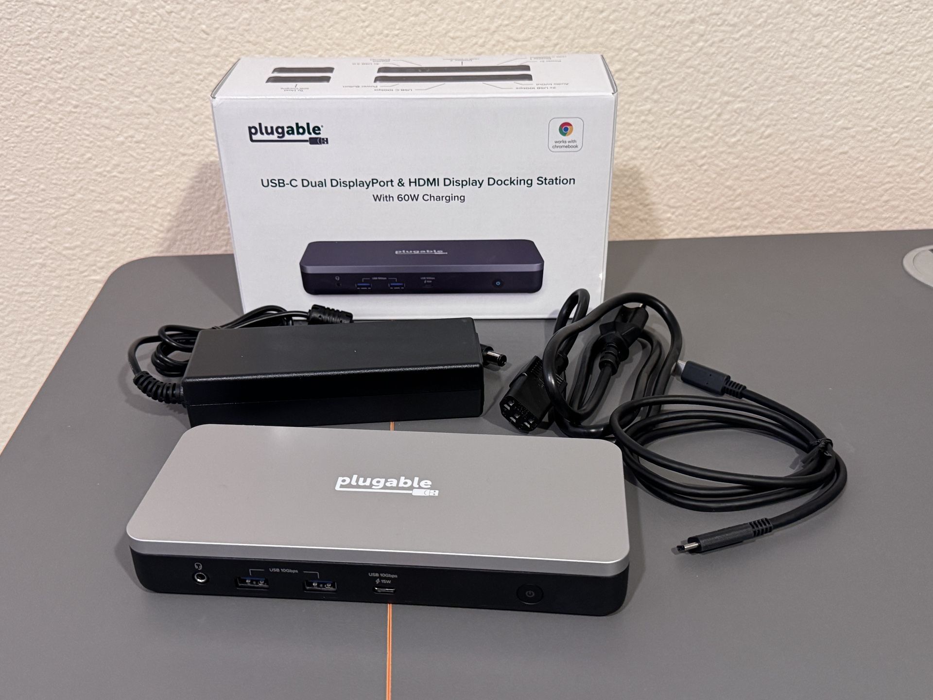 Brand New Plugable 12-in-1 Dual 4K USB C Docking Station, Works With Chromebook Certified, Driverless 60W Charging Dock, Compatible with ChromeOS and