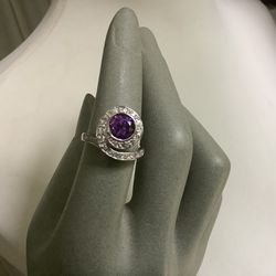 Sterling Silver Amethyst Ring Size 6.5