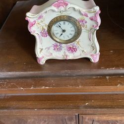Beautiful Small Porcelain Antique Ansonia Wind Up Mantle Clock