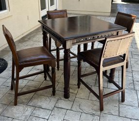 Pub Height Game Table Set with 4 Chairs