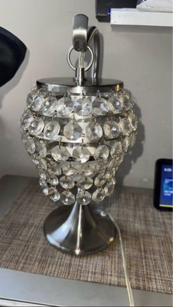 Crystal Bead Table Lamp Silver Finish