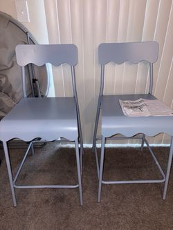 Set of 2 24" Wavy Metal Counter Height Barstool with Footrest Blue - Room Essentials™