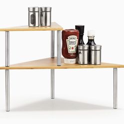 Bamboo Corner Storage Shelves Organizer 