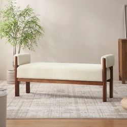 NEW Keoni Modern Upholstered Bedroom Bench / End of Bed Ottoman – Beige