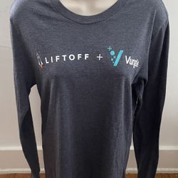 Allmade Liftoff + Vungle Gray Organic Cotton Recycled Polyester Long Sleeve Unisex Shirt, size XS