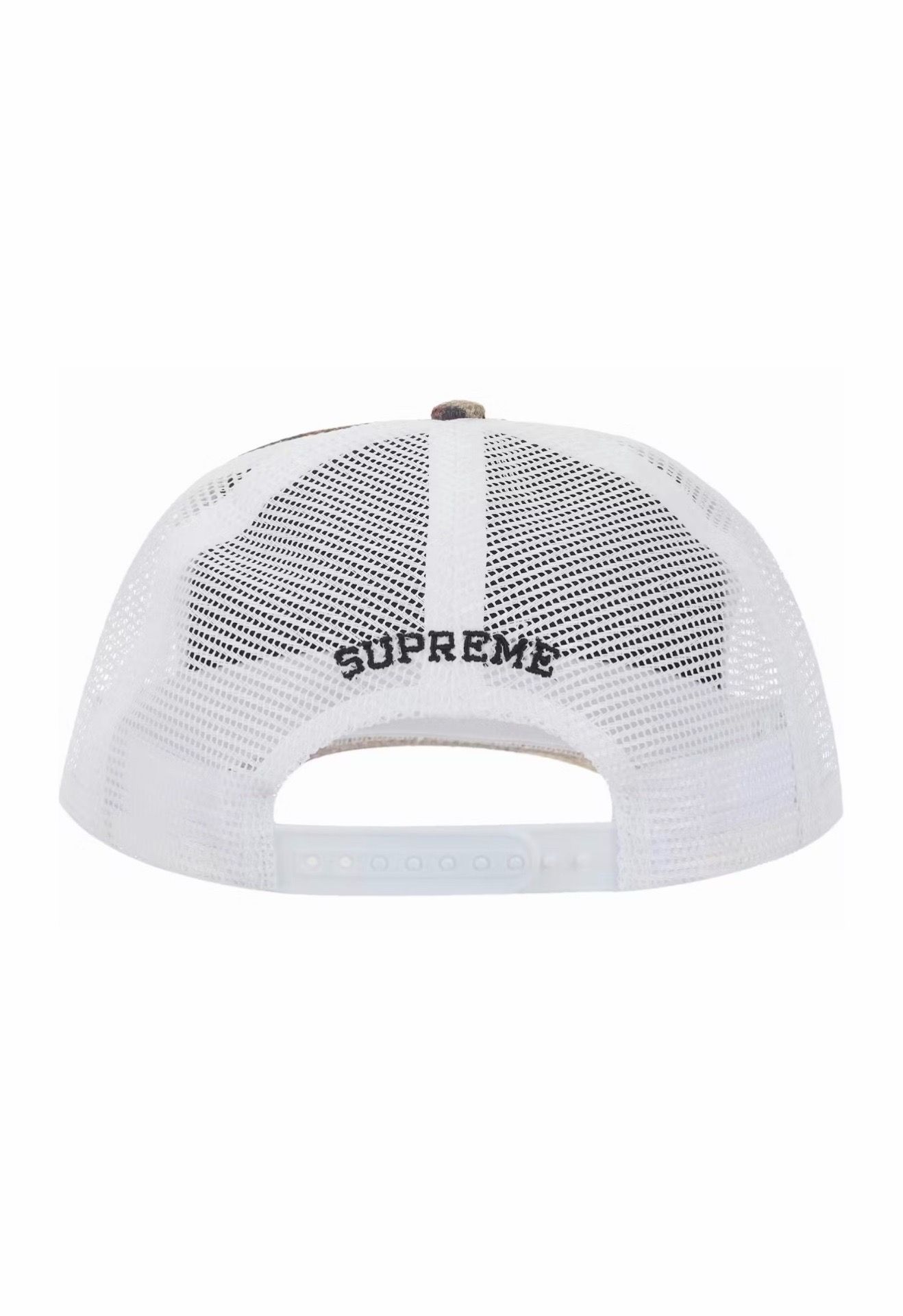 Supreme Raffia Mesh back 5 panel hat woodland camo