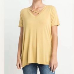 NEW Mittoshop Mustard Yellow Crisscross Top Size Medium