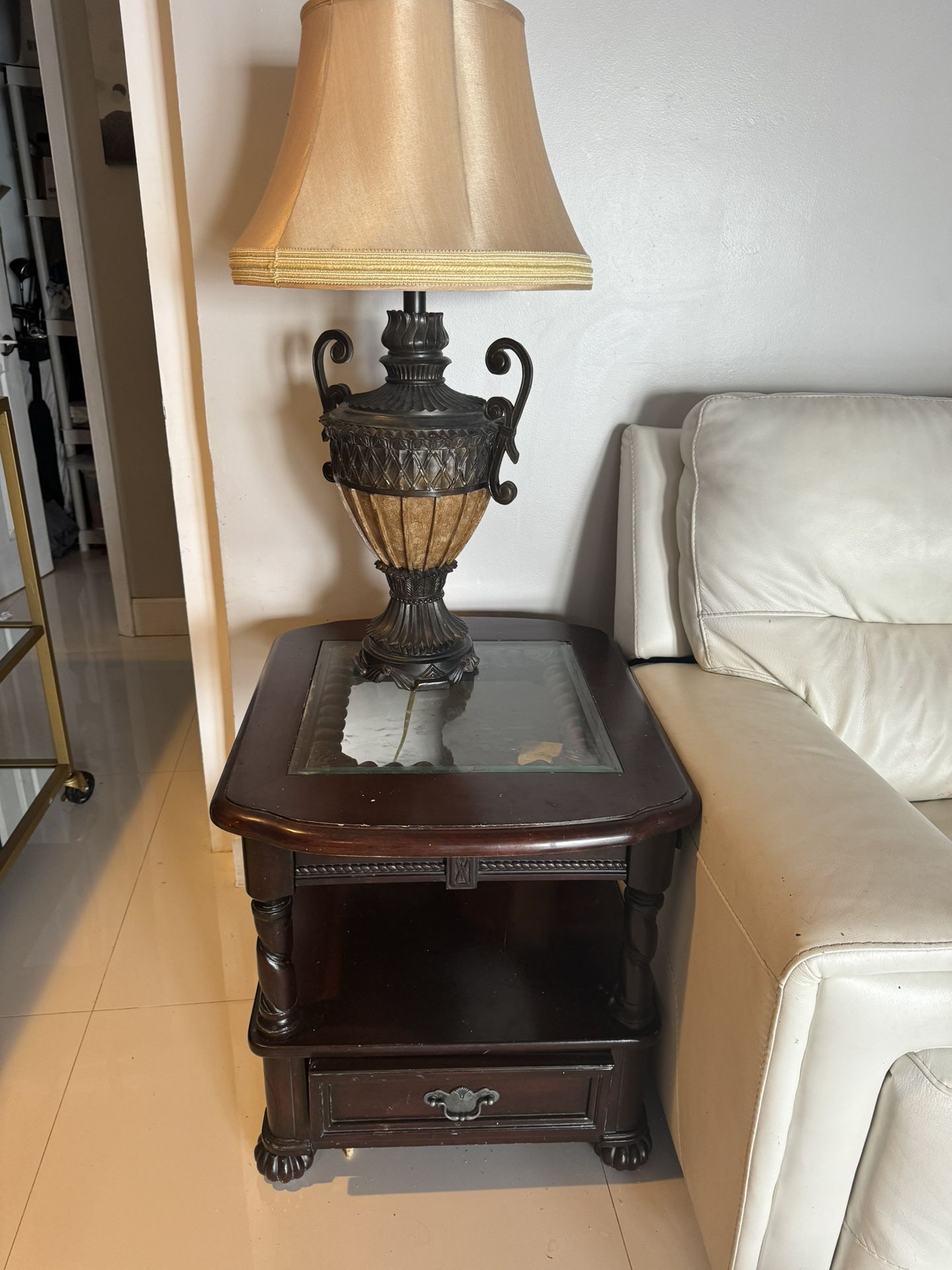 end table and lamp