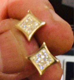 10K Solid Gold Earring CUBIC ZIRCONIUM STONES For Wedding