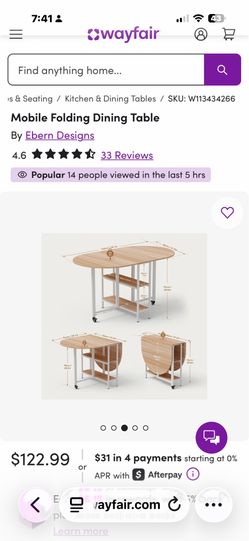 Mobile folding dining table.