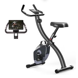 CRYSTAL FIT Indoor Folding Exercise Bike, Foldable Stationary Bikes For Home Workout 