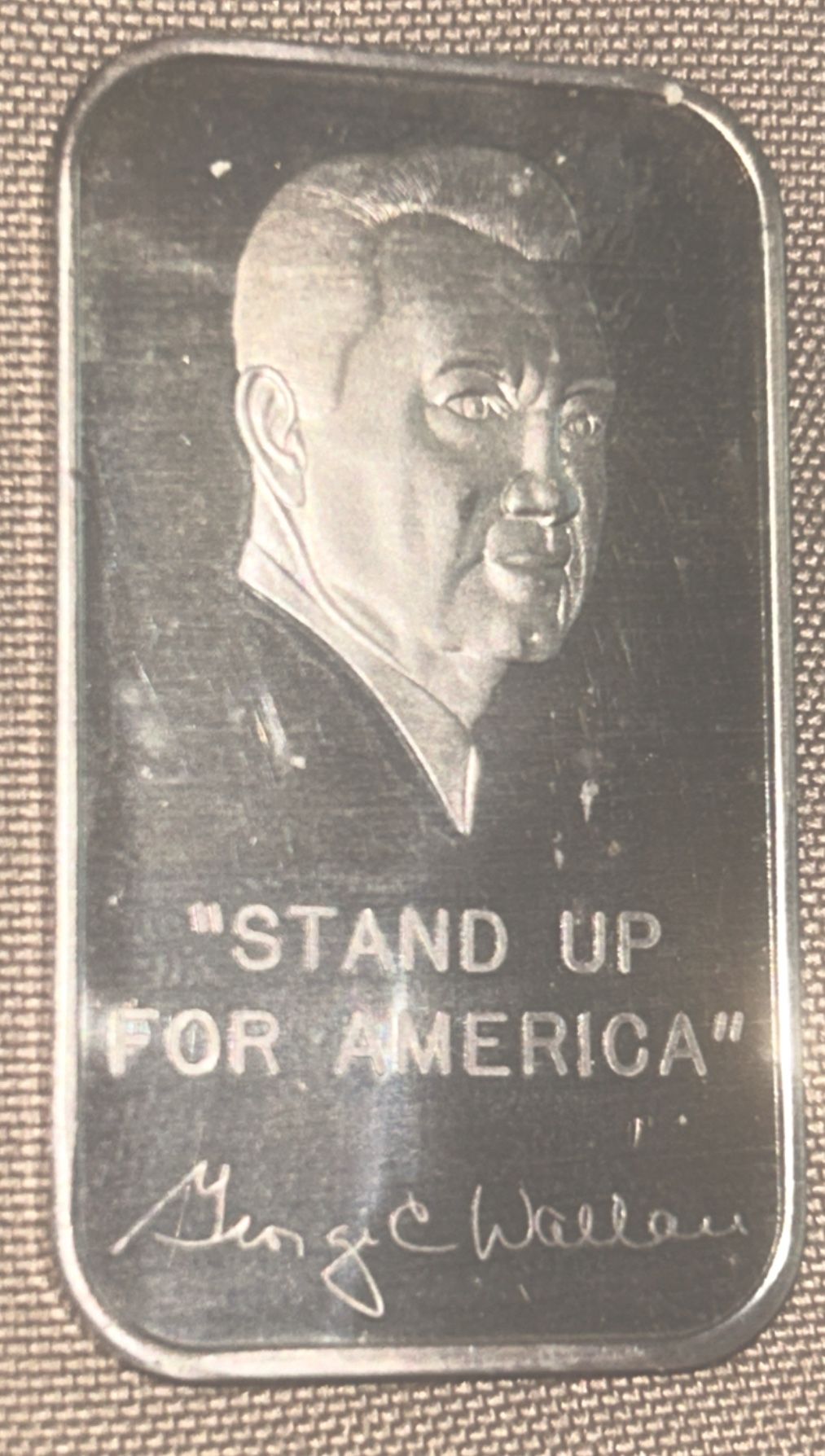 Vintage World Wide Coin George Wallace Stand Up For America 1 Oz Silver Bar