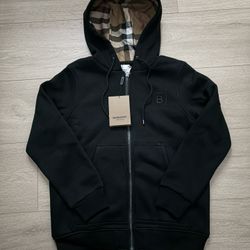 Black Burberry Zip Up Hoodie 