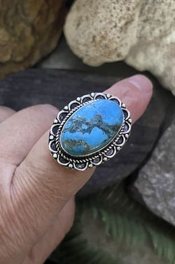Natural Turquoise 925 Silver Ring Sz 7. #56280