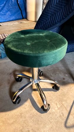 Velvet Rolling Adjustable Stool – Emerald Green