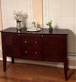 Dark Cherry Wood Sideboard Buffet Cabinet