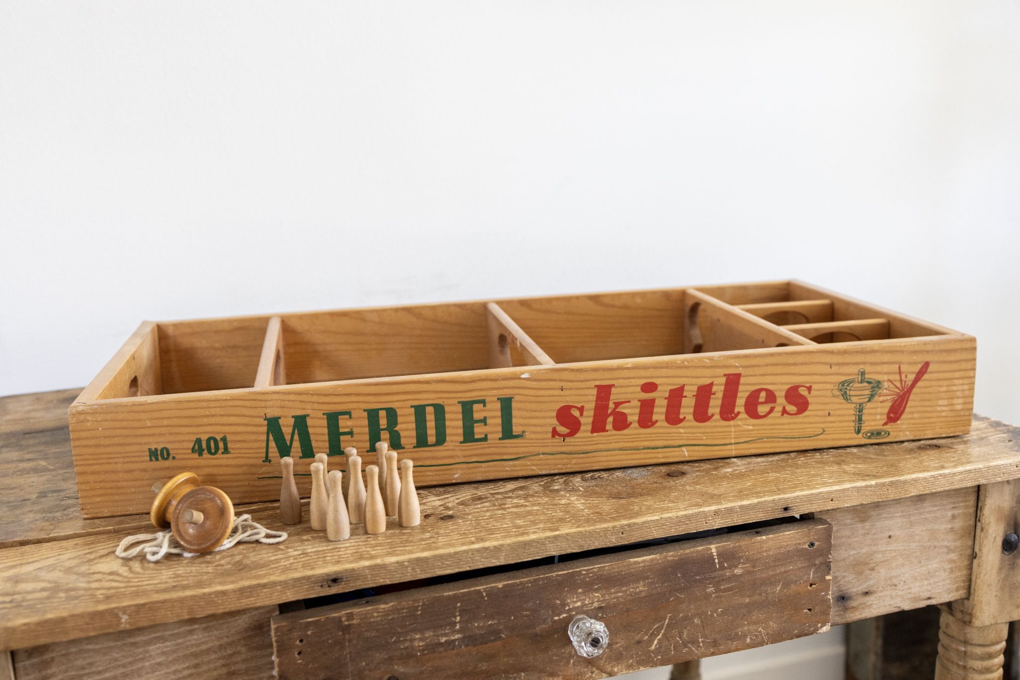 Vintage Merdel Skittles no 401 Wooden Table Game