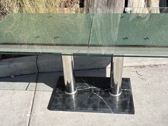 Modern Glass Chrome Marble Dining Table Hall Display