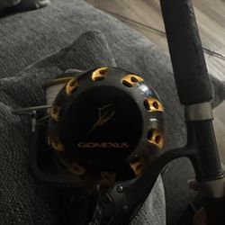 Daiwa 6500 paired with a black fin 7’0 medium heavy rod