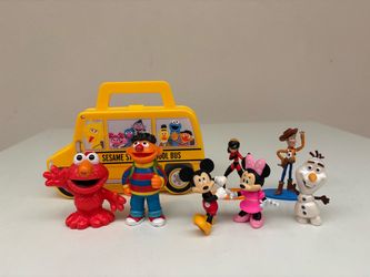Everything for $1, Disney Figures & Sesame Street Figures with Carrying Container