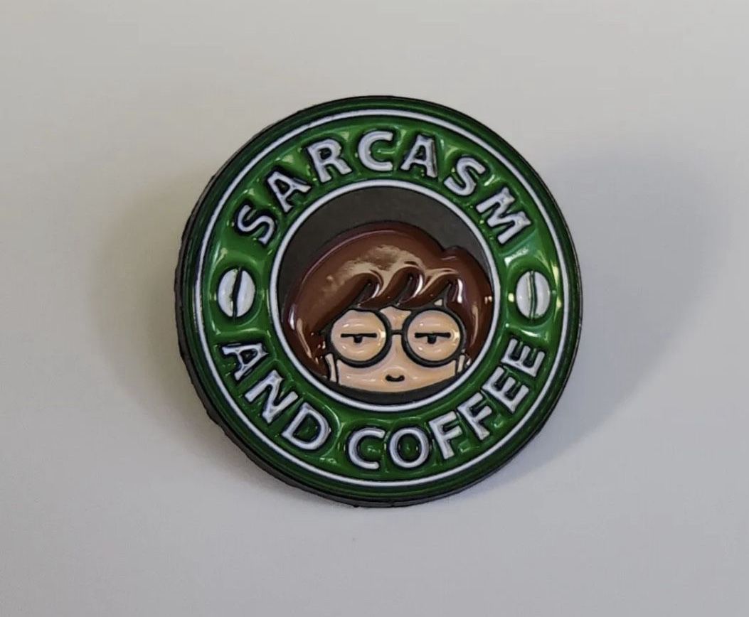 Brand New Daria Sarcasm And Coffee Cute Brooch Pin Gift 