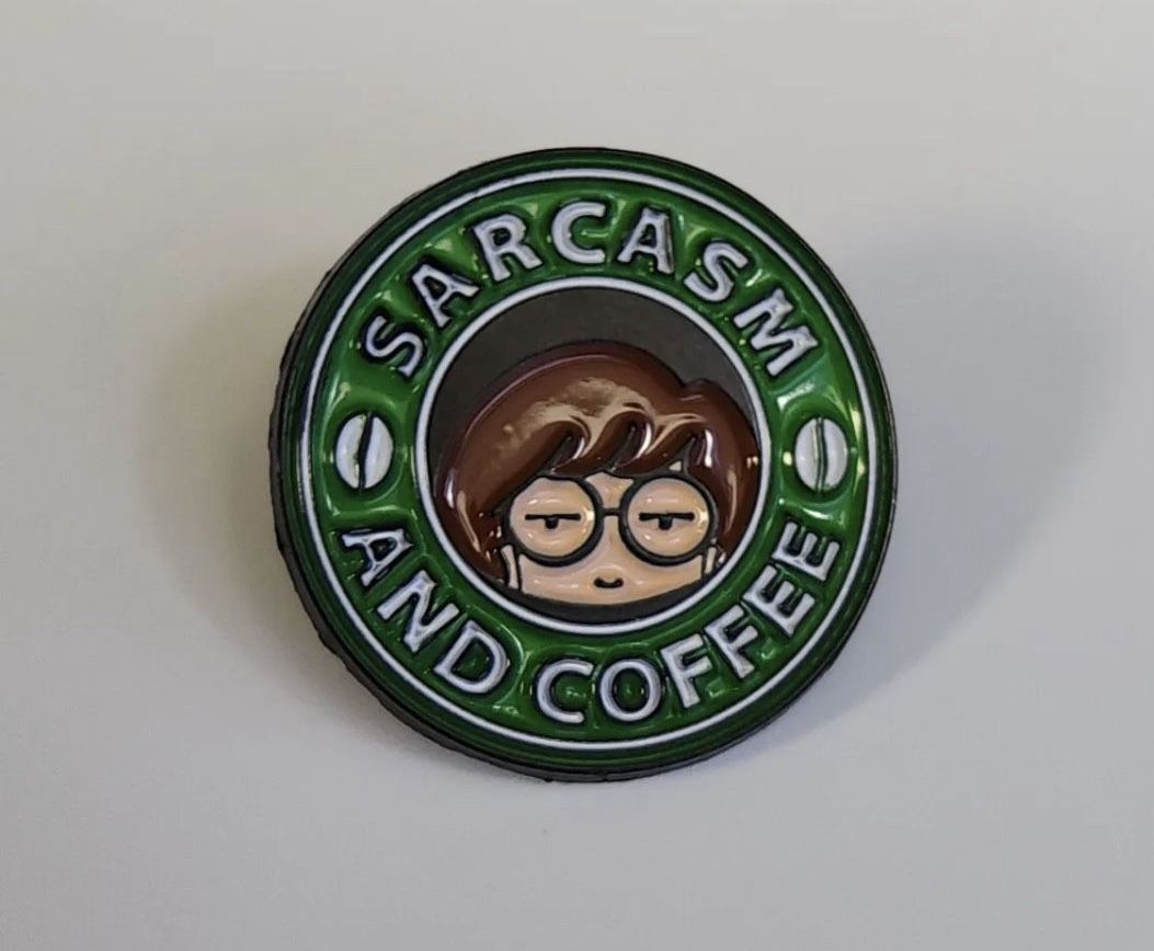 Brand New Daria Sarcasm And Coffee Cute Brooch Pin Gift