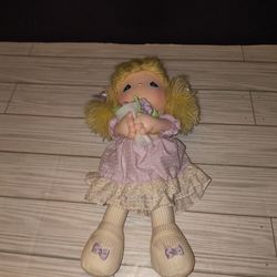 Applause Vintage 1987 Precious Moments 10"in Plush Doll Thank You With Bouquet