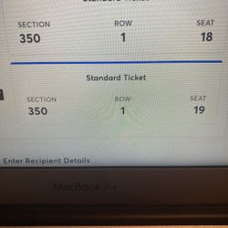 Bruno Mars 2 Tix Front Row Sec350 Aisle Seats