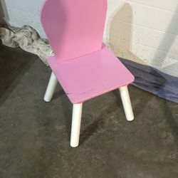 Toddler wooden pink and white chair