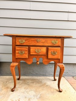 Glossy Finish Solid Oak 4-Drawer Foyer Table