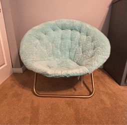Foldable teal Chair with Gold Frame