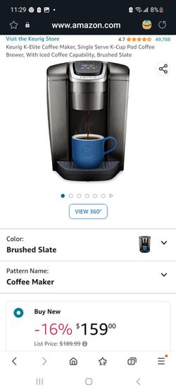 Keurig K-Elite Coffee Maker Single Serve K-Cup Pod Coffee Brewer with Iced Coffee Capability Brushed Slate