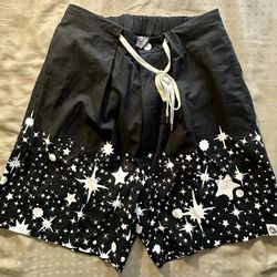 Billionaire Boys Club Men's L Bermuda Shorts Cotton Star Print Black Drawstring
