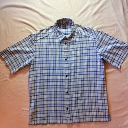 Air Jordan Shirt Mens XXL Gray Plaid Cotton Short Sleeve Button Up Frayed Design 