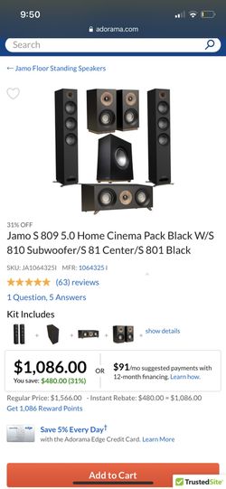 Brand New Out Of Box Jamo Home Theater 5.1 Set