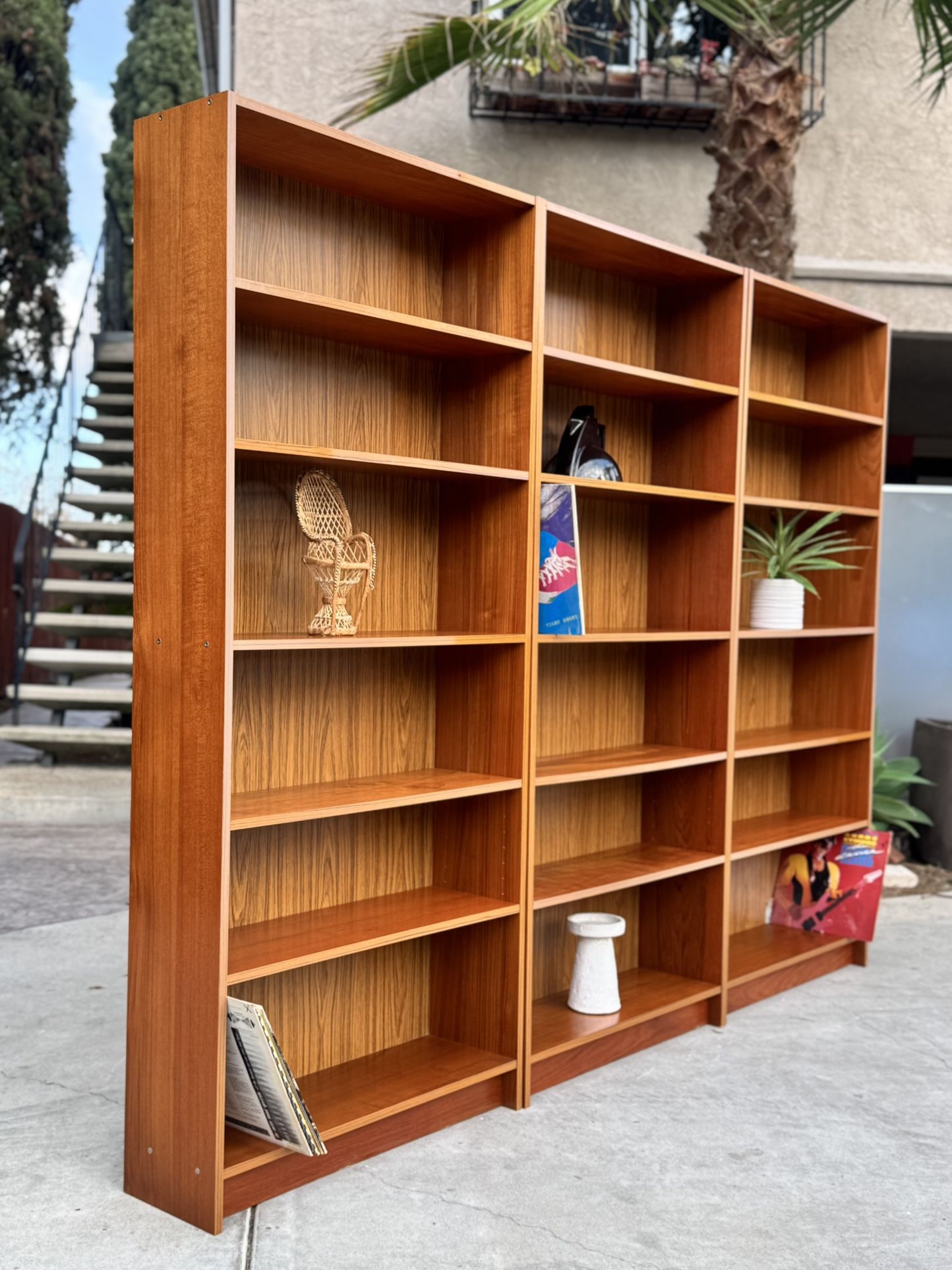 Danish Modern Mid Century MCM Teak Bookshelves Shelf Wall Unit Shelves