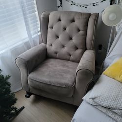 Tufted Fabric Rocking Chair 