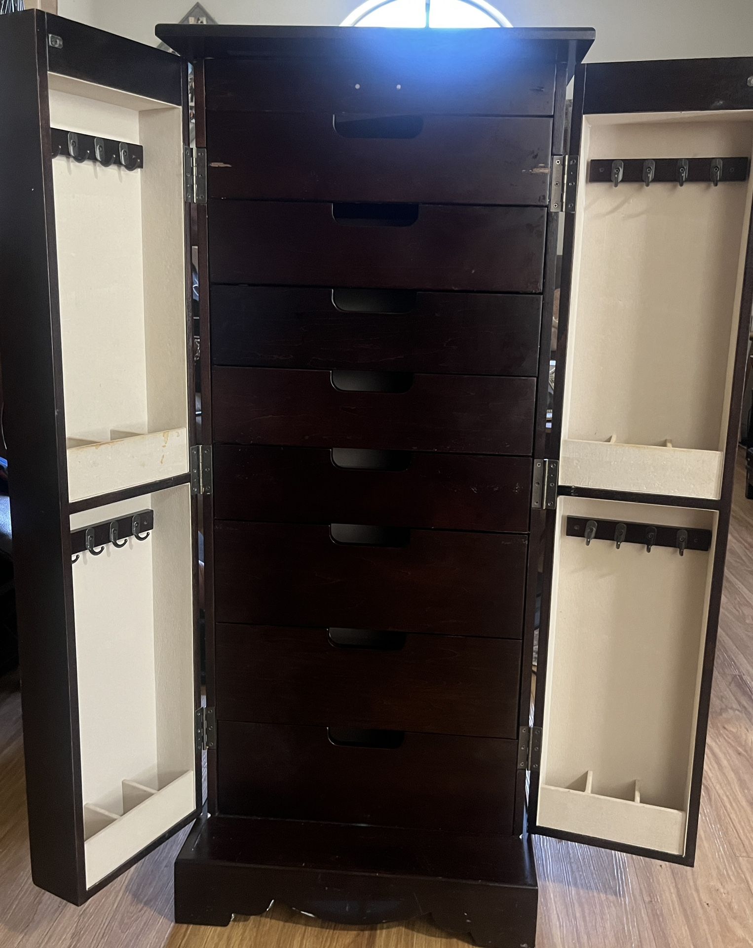 💎 Mirrored Jewelry Armoire – Espresso Finish