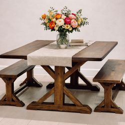 Solid Wood Farmhouse Dining Table 