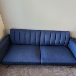 Sofa / Futon 4-in-1 Convertible Split-Back - Navy Blue (Novogratz Brittany)