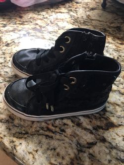 Toddler Girls Black Sequin tennis shoes