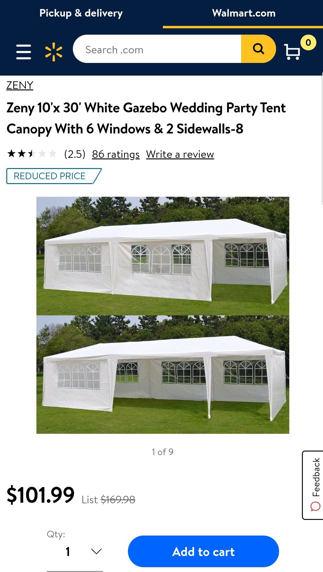 Zeny 10'x 30' White tent