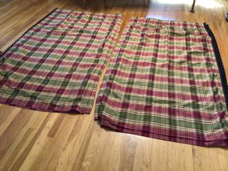 Two Pairs Custom Plaid Curtains