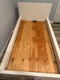 White Twin Bed Frame with Headboard